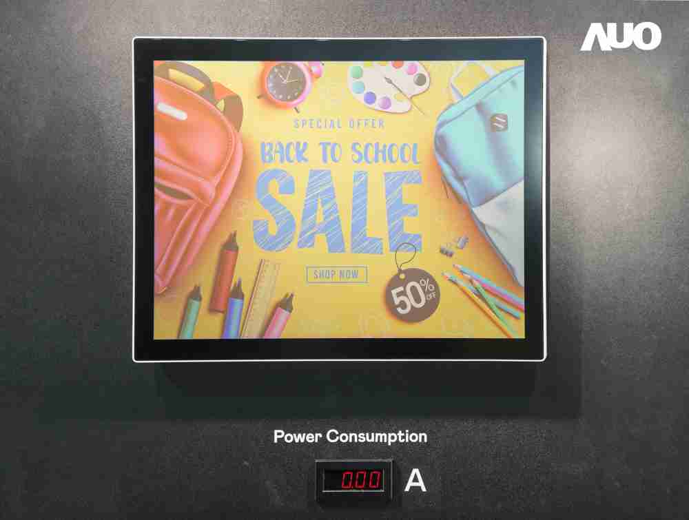 糖果派对展示胆固醇液晶超低耗能户外全彩显示器，，ChLC（胆固醇液晶）以双稳态技术使静态显示零功耗，，，，具省电、、高彩度、、环保的特性，，，还整合软硬件系统解决方案，，可透过单一云端平台管理